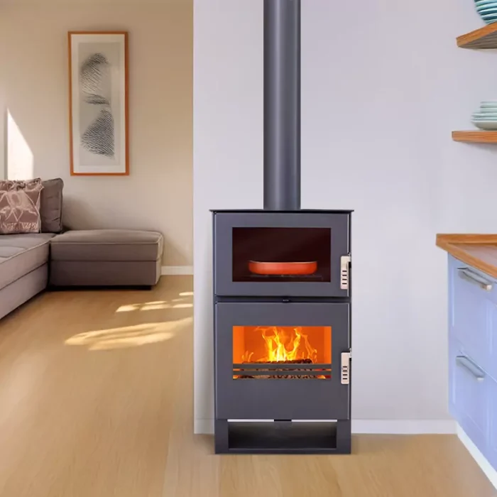 Poêle à bois avec four Carrio Inox - 9 Kw - E-bois