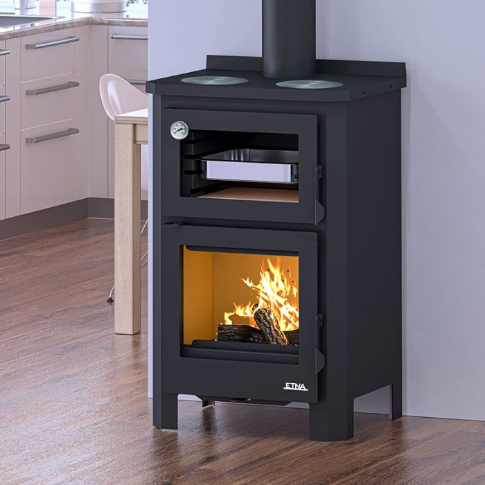 Poêle à bois avec four et plaque de cuisson Pramoda - 14 Kw - E-bois